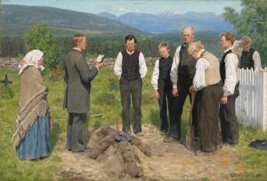 En Bondebegravelse av Erik Werenskiold (Nasjonalmuseet)